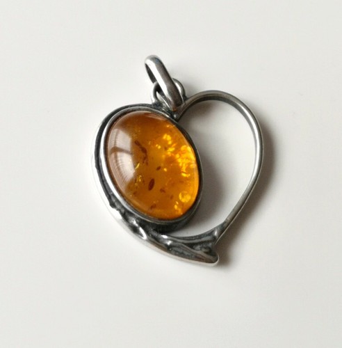 Pendentif en argent 925 avec ambre naturel de la Baltique
