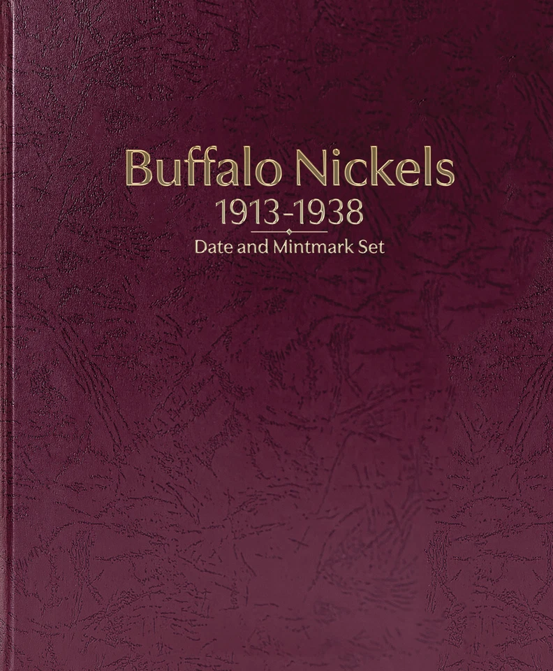 Buffalo Nickels: conjunto de fecha y marca de ceca de 1913-38 - álbum Whitman Prestige™ (borgoña) Foto 2 de 4