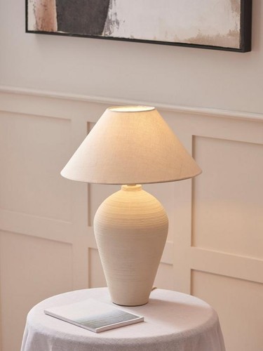 John Lewis The Potter's Wheel Tall Ceramic Table Lamp -Natural (Shade Damage) B+ - Picture 2 of 15