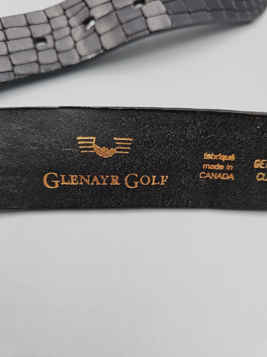 Mens Belt Sz 34 Glenayr Golf Pebbled Black Leather Cut To Fit