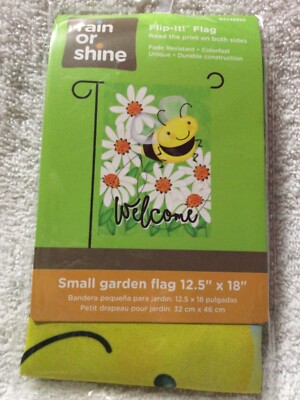 New Rain or Shine Flip it Flag 12.5 x 18  Welcome Bee Flowers Garden Flag