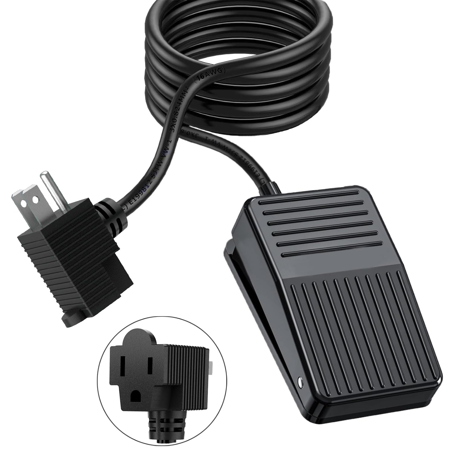 6ft Foot Pedal Switch with 3-Prong Plug for Hands-Free Control