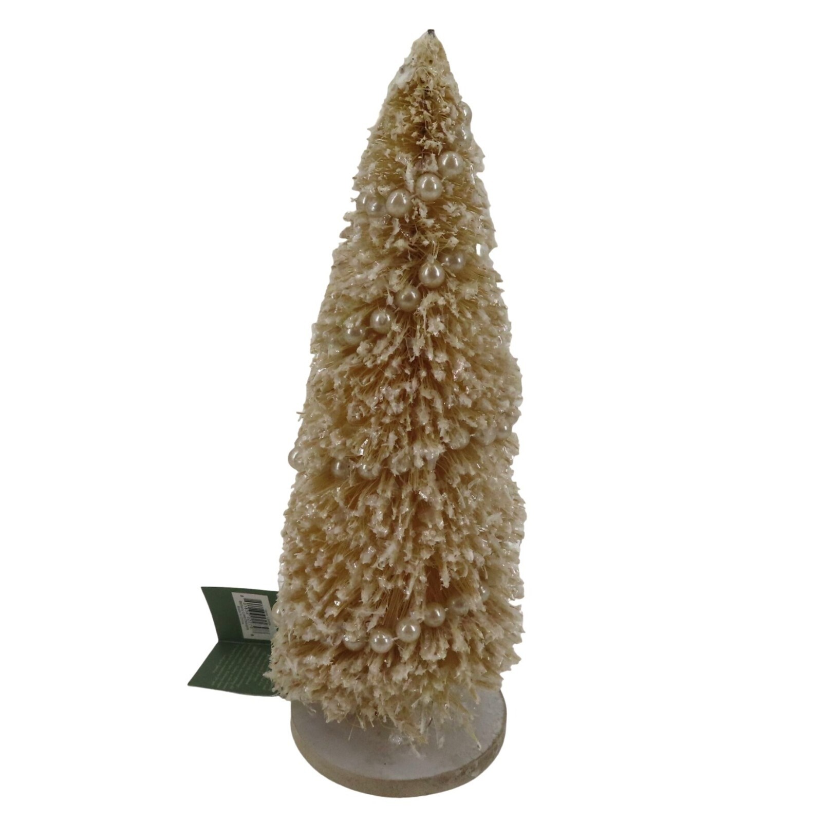 Bethany Lowe 12.25in Ivory Glitter Flocked Pearl Bottle Brush Tree Christmas NEW