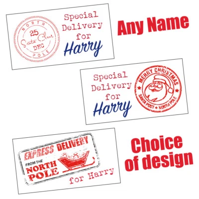 BOBBLE FROG Personalised CHRISTMAS SPECIAL DELIVERY NORTH POLE Personalised Stickers 989