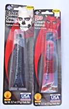 Lot of 2 Red Black Cream Make-up Face Body Paint Water Washable Halloween