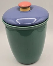 VTG Lindt-Stymeist Colorways 6.5 in Medium Canister Green w/ Blue & Salmon Lid 