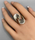 Vintage Signed 925 Mexico TV-47 Sterling Silver Large Swirl Ring Size 7.75