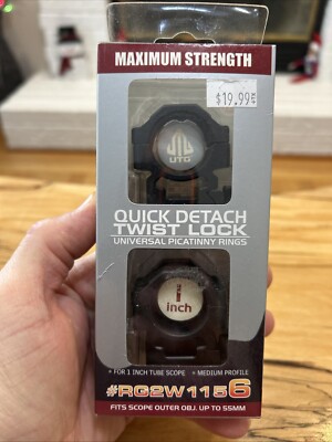 UTG MAX STRENGTH 1'' RG2W1156 QUICK DETACH TWIST LOCK UNIVERSAL PICATINNY RINGS