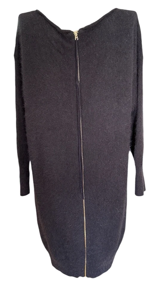 Vestido Juicy Couture Negro 68% Mezcla Angora Cuello Redondo Manga Larga Espalda Cremallera XL Foto 4 de 4