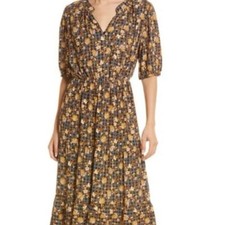 Fraiche by J Cathy Midi Sun Dress Floral Print Medium Made in USA