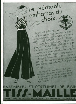Reklame alte Badeanzüge Stoff-Masche 1933 Elvinger Ausgabe Zeitschrift