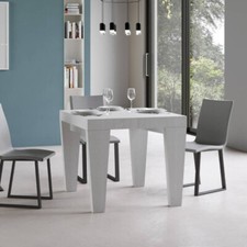 Tavolo quadrato 90x90 allungabile SPIMBO bianco frassino fino a 246 cm.