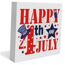 Independence Day Decor 4th of July Decorations Memorial Day Wooden Sign HAPPY