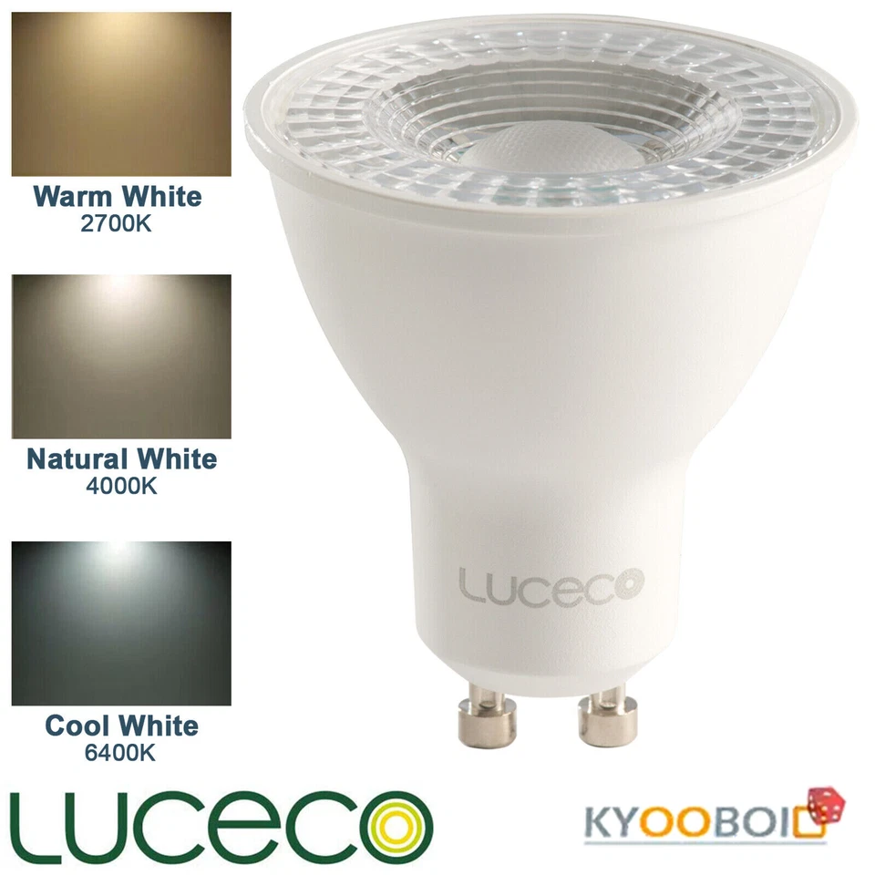 Luceco GU10 5W LED Dimmable Bulb Warm, Natural and Cool White 2700K 4000K 6000K