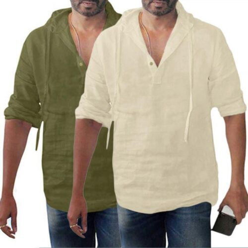 Plus Size Men T-Shirt Mens Pullover Solid Color V Neck Button Sweatshirt Tops - Picture 1 of 20