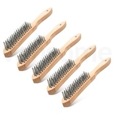 4 Row Wire Brush Heavy Duty Wooden Handle Rust Removal Steel Wire Metal Cleaning