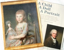 9p History Article - Charles Peale Child  Queen Anne Wooden Doll Portrait