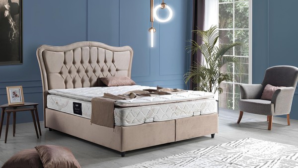 Bett Design Betten Luxus Polster Schlafzimmer MöBel Modern Beige 160X200-image