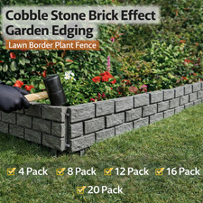 Cobble Stone Brick Effect Garden Edging Lawn Border Plant Fence 4 8 12 16 20 pck