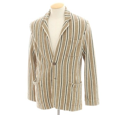 ALTEA Men's Jacket Stripe Cotton Linen Nylon Knit Brown Beige Olive Size S