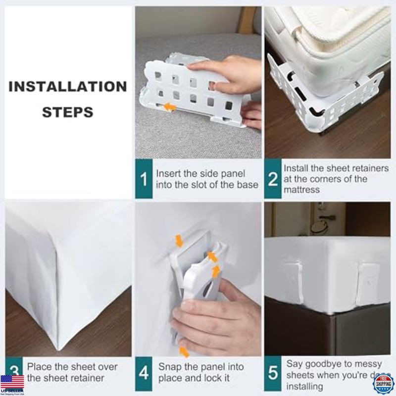 Bed Sheet Holders with Clips - Extra Large Corner Grippers for All Mattress