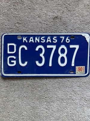 1980 Kansas License Plate -DGC 3787 -  Nice!
