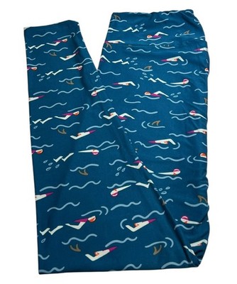 LuLaRoe Leggings TC Tall Curvy Animal BLUE Ocean SHARK Swimming Fish Water Funny