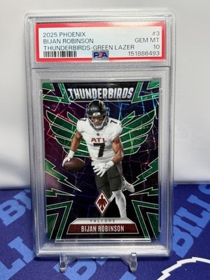 2025 Panini Phoenix Bijan Robinson Thunderbirds #3 Green Lazer 9/49 PSA 10 POP-1