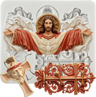 Jesus Polymer Clay Molds Jesus Cross Silicone Mold for Epoxy Resin Casting DIY C