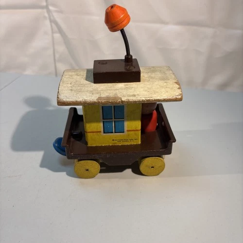 Vintage 1964 Fisher Price Magnetic Chug-Chug Wooden Train Car Caboose Only #168