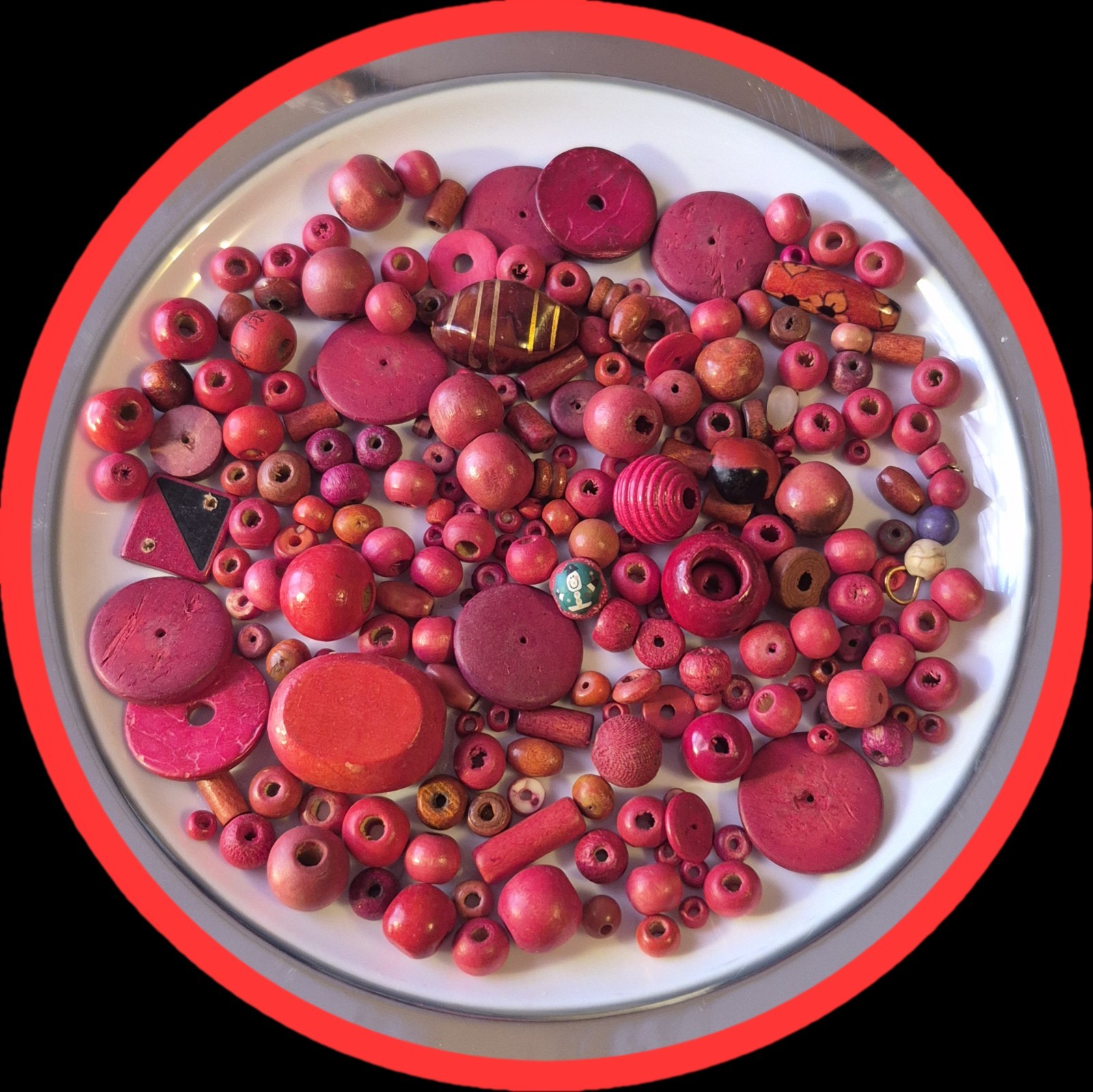 Fun Wooden Red Beads, Ready For Any Project,, Lightweight And Fun Colors, Enjoy