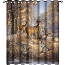 Rustic Cabin Deer Blackout Curtains for Bedroom,Vintage Country Farmhouse Fal...