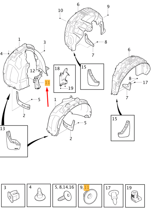 VOLVO XC40 Front Right Wheel Arch Protection 31469051 NEW GENUINE