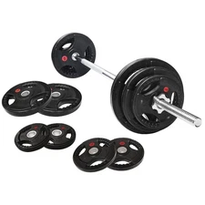 Fitvids Barbell Weight Set, Cast Iron 1" Standard Weight Plates Including 5FT...