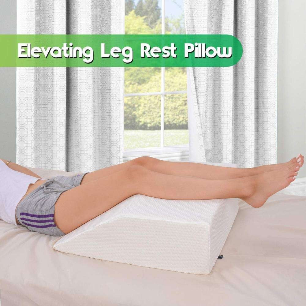 Abco Tech Wedge Elevating Leg Rest Pillow With Memory Foam Top - Leg Pain Relief