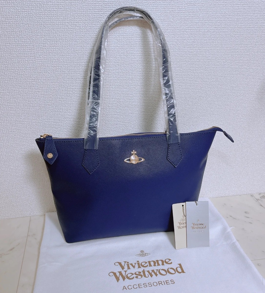 Vivienne Westwood tote bag blue leather orb outlet new | eBay