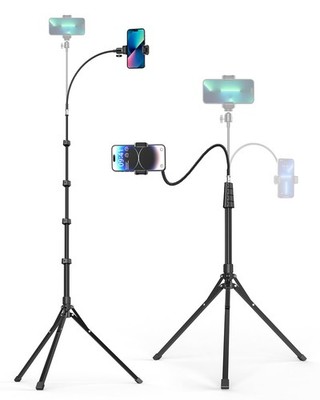 Aureday Phone Tripod, 92'' Cell Stand with 15'' Gooseneck, 92in, Black