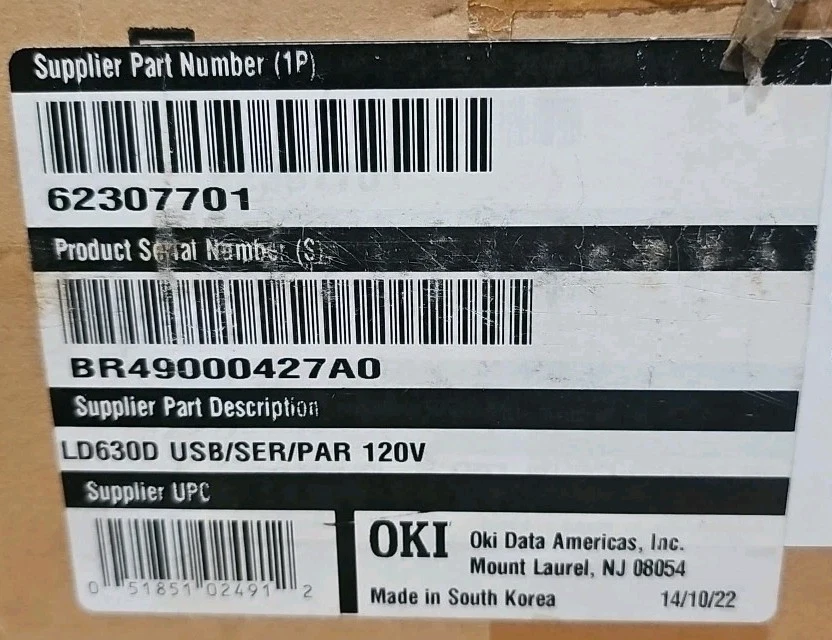 OKI Data Americas, Inc. LD630D Thermal Label Printer New Open Box - Image 4 of 4