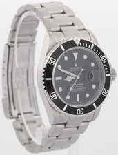 Rolex Submariner Date NO-HOLES Stainless Steel Black REHAUT 40mm 16610T Watch 4