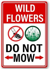 Wildflowers Do Not Mow Novelty Tin Metal Signs,Retro Iron Painting Warning Wall 