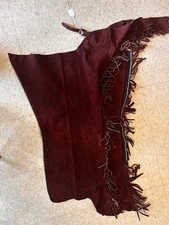 WESTERN Chaps Brown Suede Adult Size Small Boot Cut Style GC* w/4" Fringe