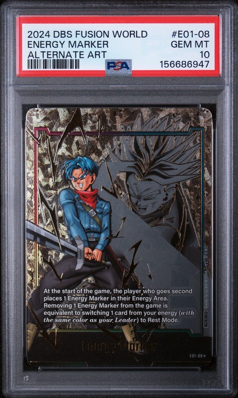 2024 Dragon Ball Super Fusion World Trunks Energy Marker Alt Art E01-08 PSA 10