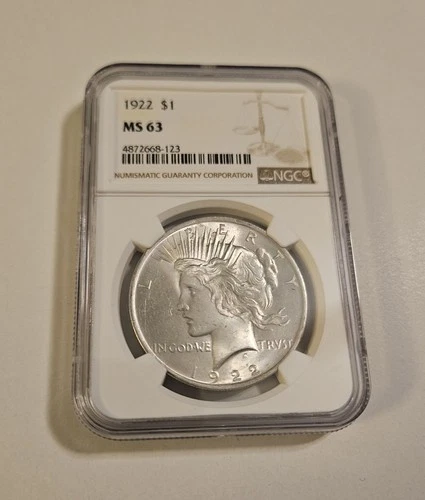 1922 Peace Silver Dollar MS63 S$1 Philadelphia Minted NGC Certified