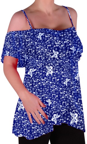 Womens Off The Shoulder Strappy Cami Vest, Tunic Blouse Cold Shoulder Swing Top - Picture 28 of 52