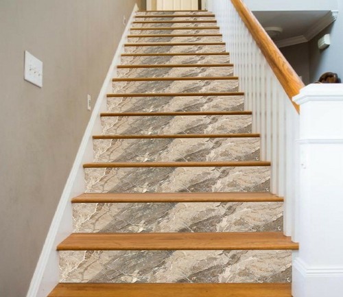 Décalcomanie Murale 3D Pour Contremarche D'escalier Motif Marron 1132NA - NEUF