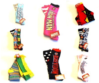 Marvel Women/'s Knee Socks 2-Pairs Spiderman Hulk Loki Dare Devil IronMan NWT