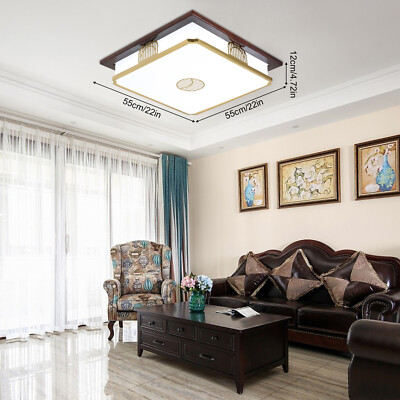 19In Ceiling Light Square Flush Mount Chandelier Dimmable Ceiling Lamp W/ Remote