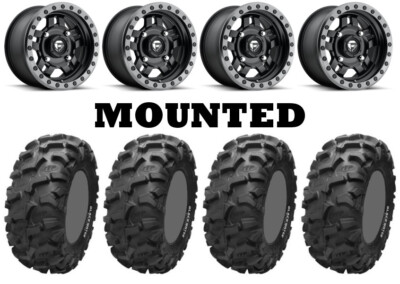 Kit 4 ITP Blackwater Evolution Tires 30x10-14 on Fuel Anza Matte Black D557 1KXP