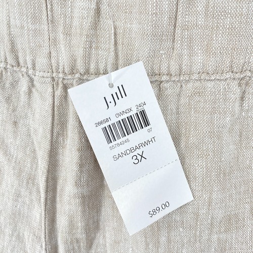 NWT Pure J.Jill Linen Wide Leg Crop Pants Plus Size 3X Sand Pull On Pockets - Picture 3 of 13