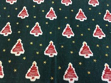 CHRISTMAS TREES STARS ON GREEN COTTON-3/4 YARD